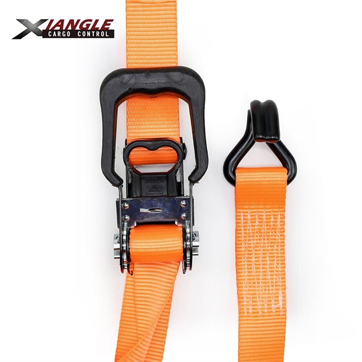 1.5inch Rubber Handle Tie Down Ratchet With J Hooks Cargo Lashing Belt
