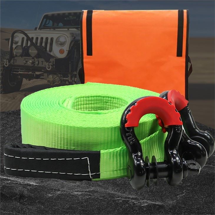3'' Recovery Vehicle Car Tow Straps Custom High Visibility Industrial Grade Webbing