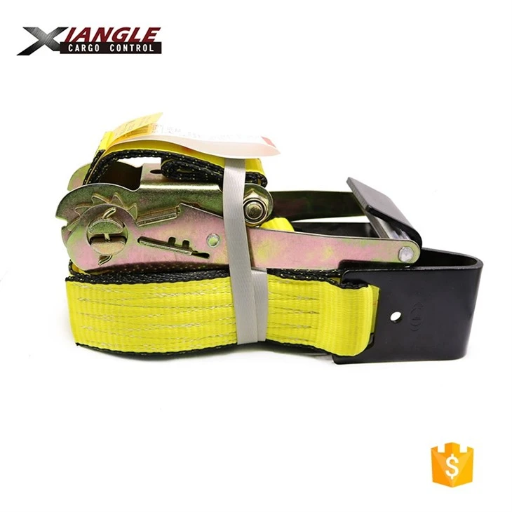 Heavy Duty 2 Inch Cargo Lashing Belt Ratchet Strap With Flat Hook