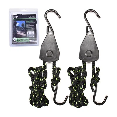 調節可能な 3/8 インチ ロープ ライト ラチェット ハンガー ストラップ セット 2 個