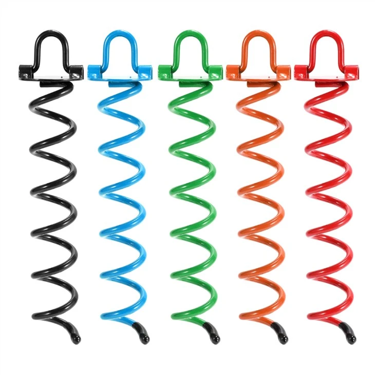 Spiral Ground Anchor With Carabiner Hook